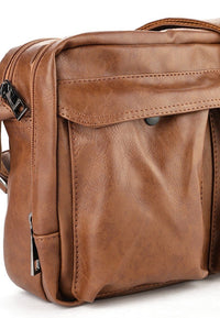 Distressed Leather EDC Crossbody Bag - Camel Messenger Bags - Urban State Indonesia