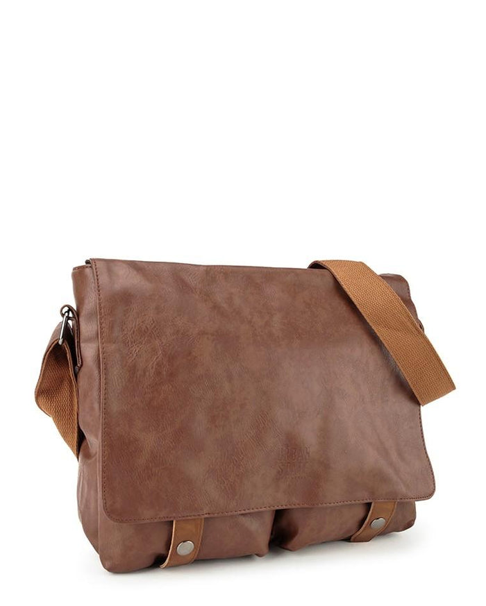 Distressed Leather EDC Medium Messenger Bag - Camel Messenger Bags - Urban State Indonesia