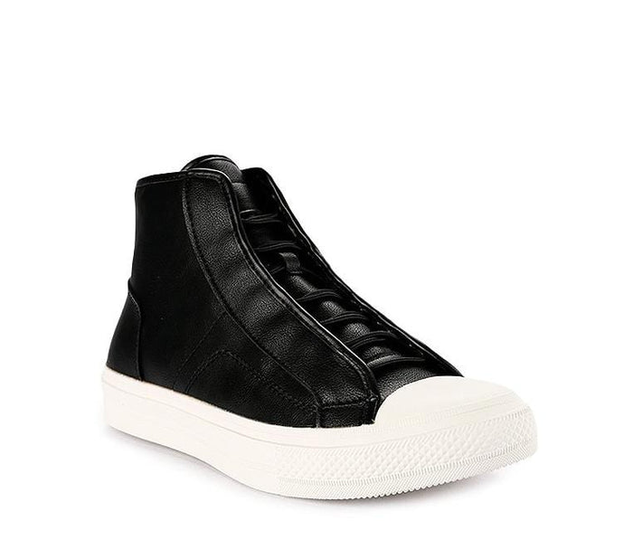 Drawstring Lace Up High Top Sneakers - Black Sneaker - Urban State Indonesia