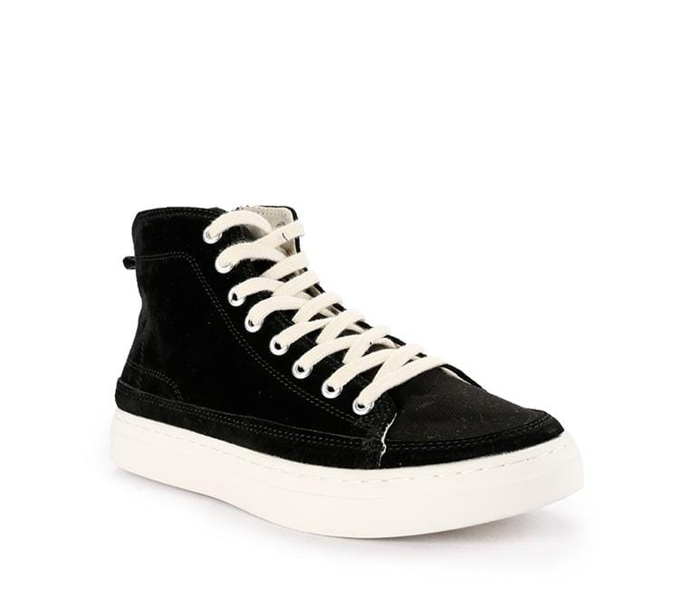 Zipped Lace Up High Top Sneakers - Black Sneaker - Urban State Indonesia