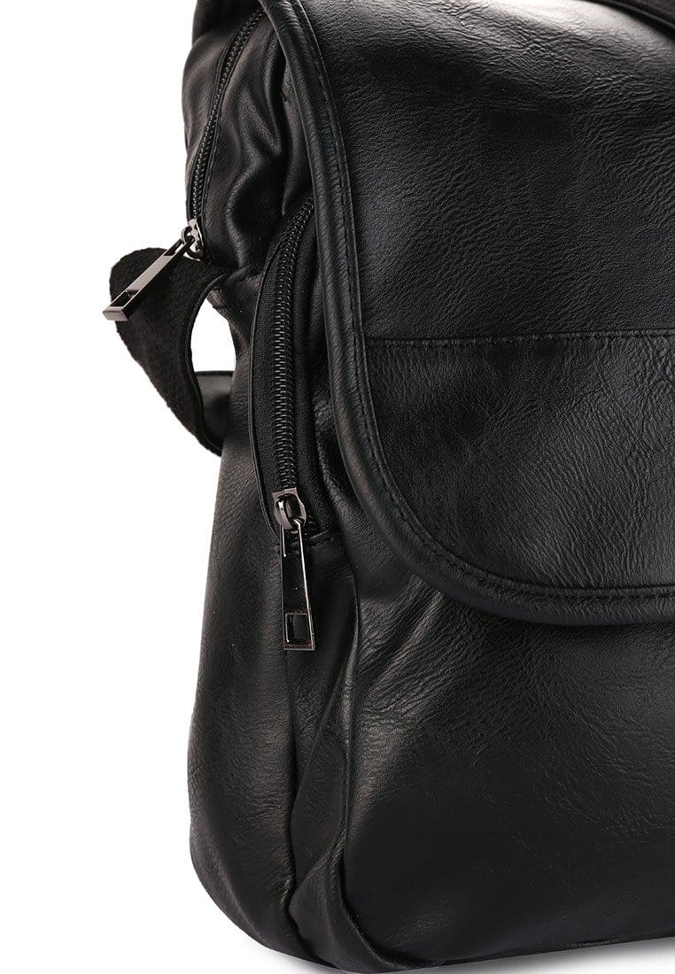 Distressed Leather Courier Crossbody Bag - Black Messenger Bags - Urban State Indonesia